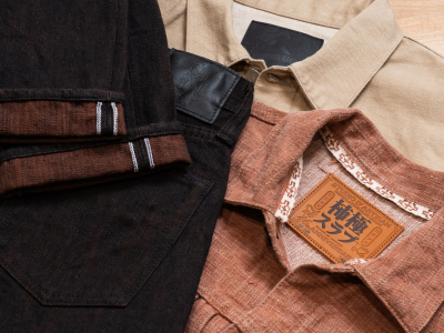 A range of kakishibu selvedge denim 