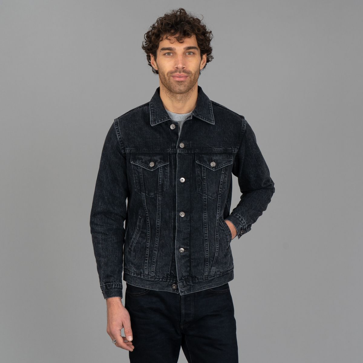 Black buying denim jacket