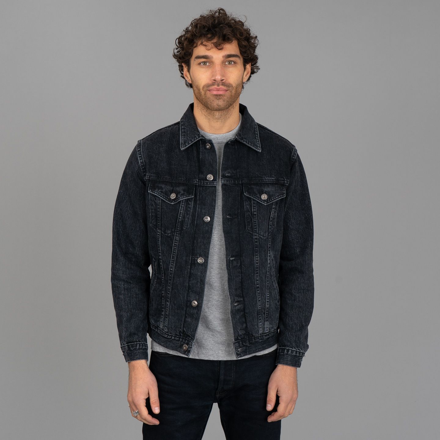 Half jean half black jean fashion jacket