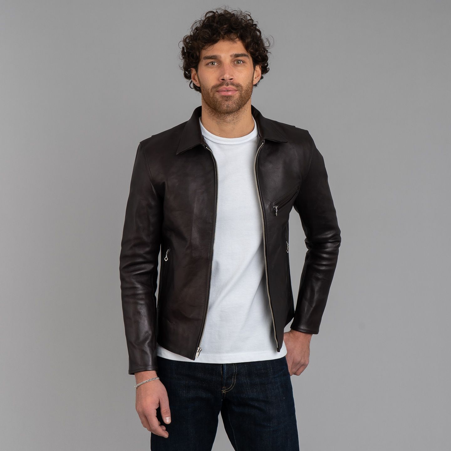 Fine Creek Leathers Eric Jacket - 1.3mm Black Shinki Horsehide