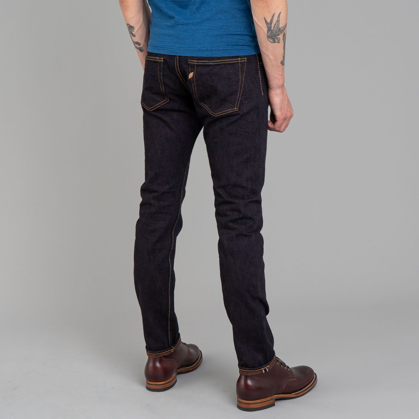 Pure Blue Japan PER-EX-013-ID Indigo x Persimmon Extra Slub Selvedge Jeans  - Slim Tapered