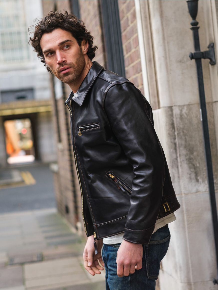 The Flat Head HS001 Horsehide Single Rider's Jacket - Black