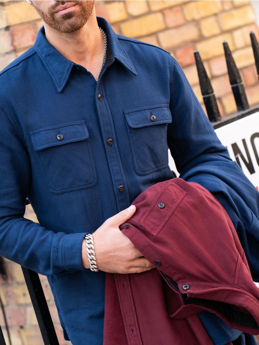 The Flat Head x R&H Burlington Work Flannel - Navy