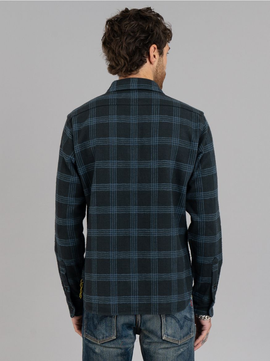 Iron Heart IHSH-408 Slubby Heavy Flannel Check Work Shirt - Black