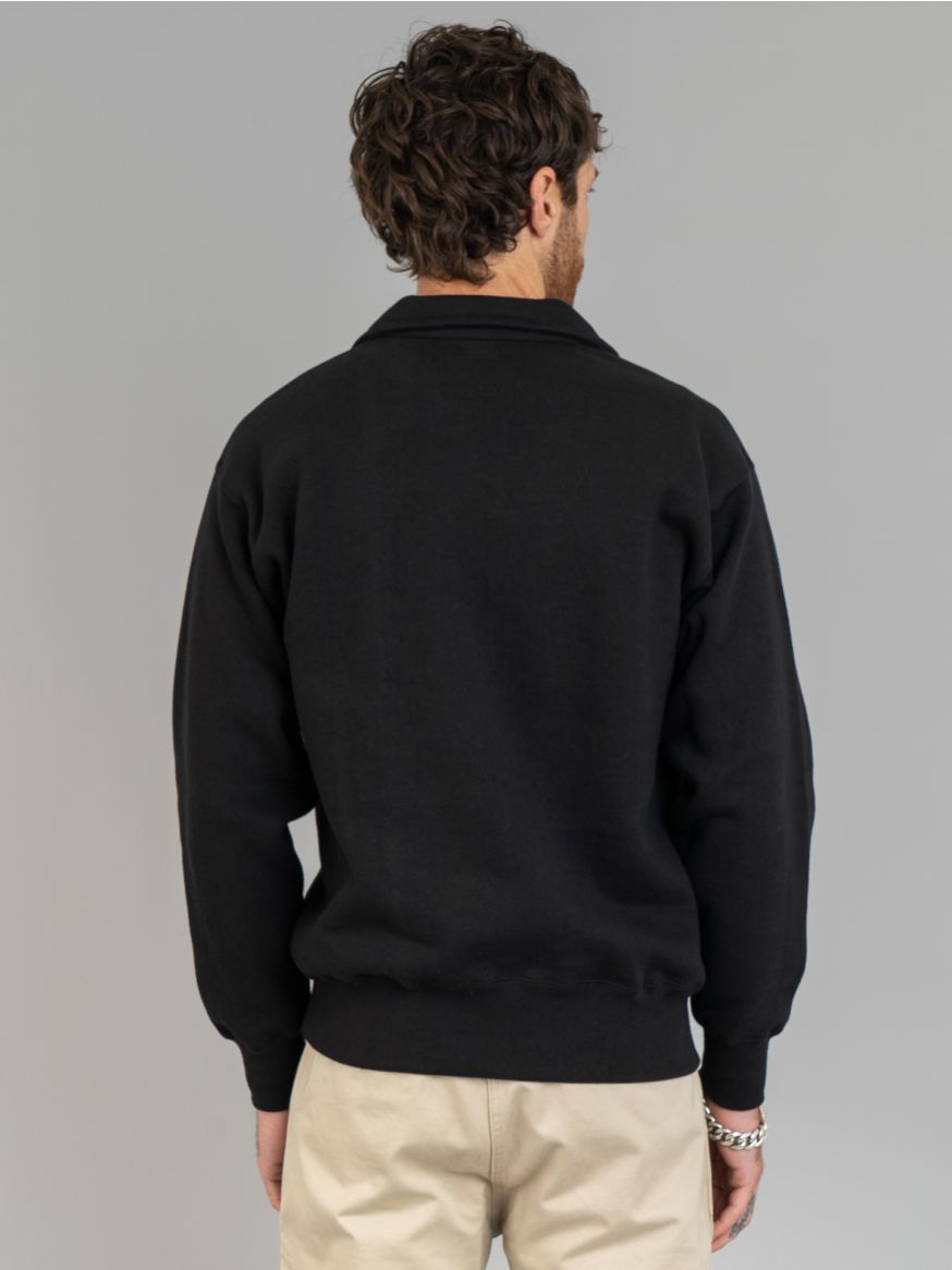 The Real McCoy’s 10oz Loopwheeled 1/4 Zip Sweatshirt - Black