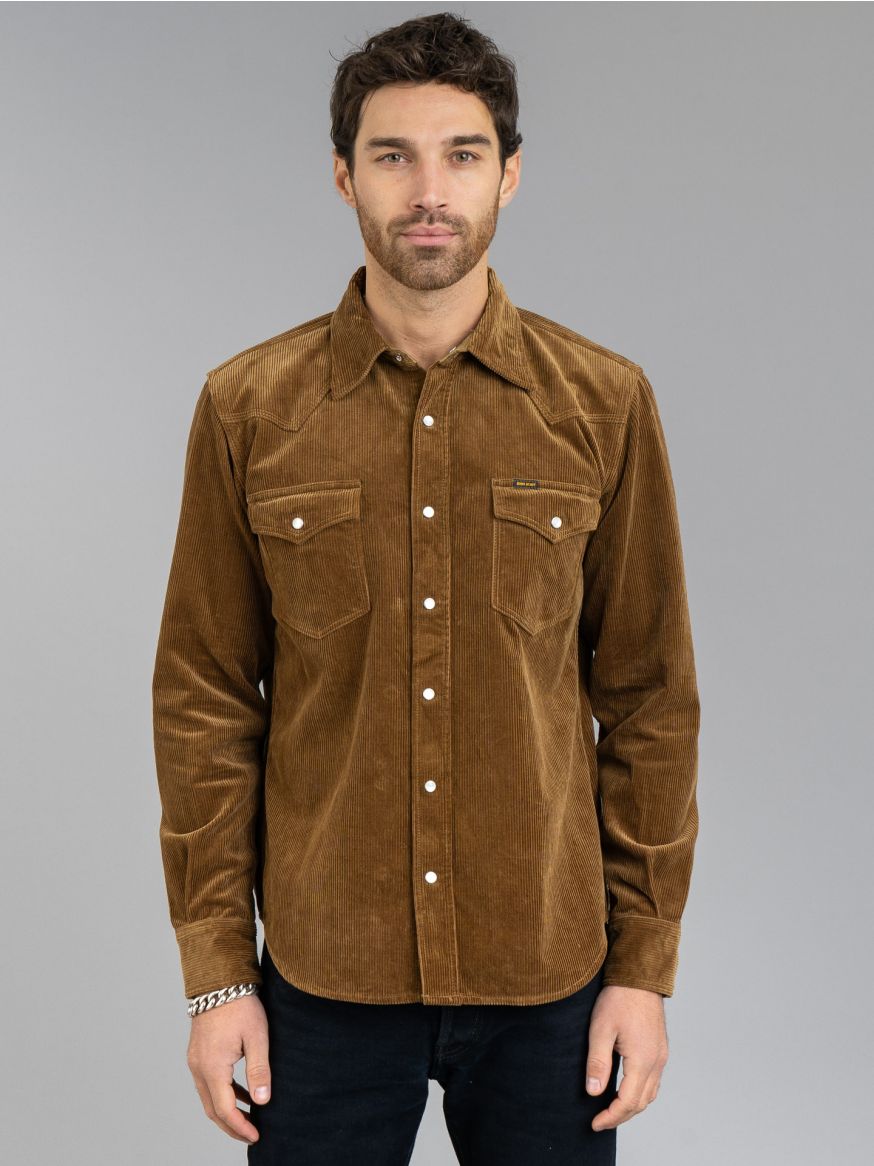 Iron Heart IHSH-398 11oz Corduroy Western Shirt - Camel