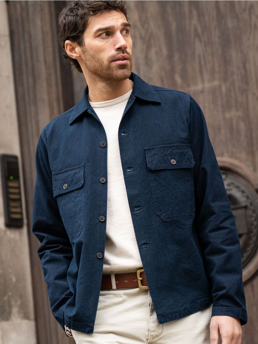 Samurai Cotton Ripstop “Kokiran” Military Shirt - Indigo