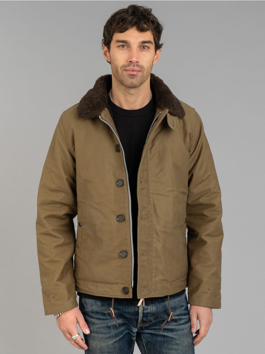 Iron Heart Oiled Whipchord N1 Deck Jacket - Khaki