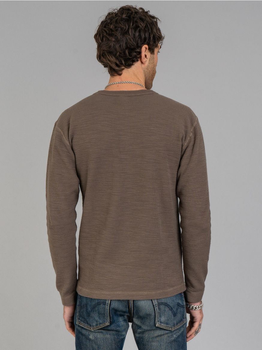 UES Single Rib Long Sleeve Henley - Beige 	