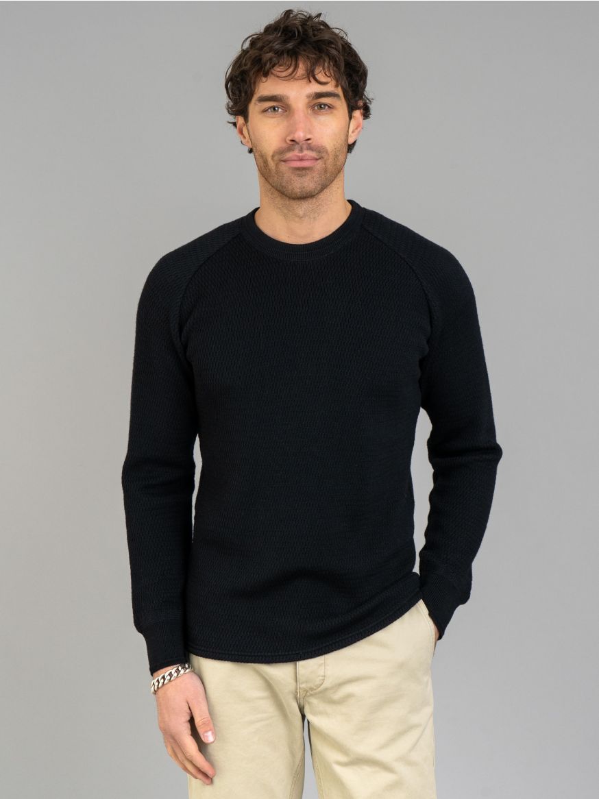 Stevenson Overall Merino Wool Thermal Sweater - Black