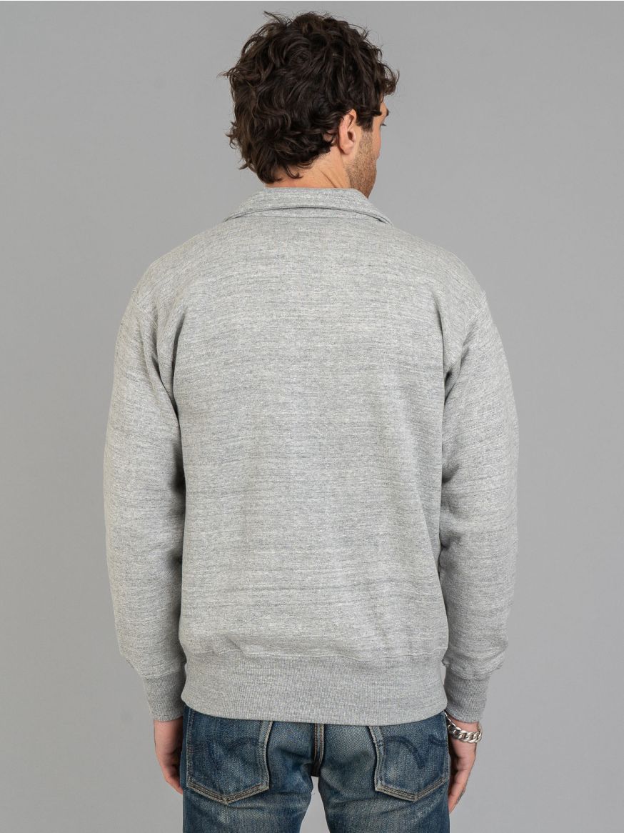 The Real McCoy’s 10oz Loopwheeled 1/4 Zip Sweatshirt - Grey