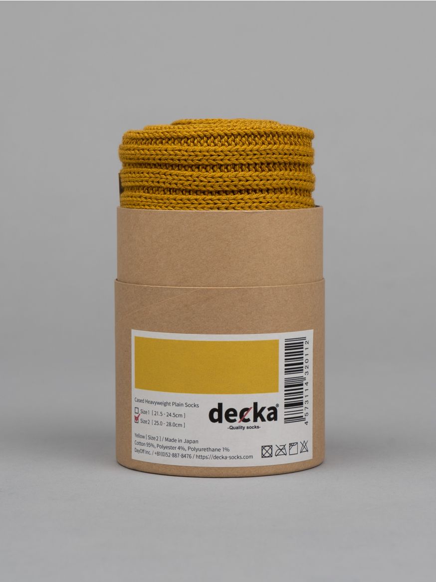 Decka Cased Heavyweight Plain Sock - Yellow