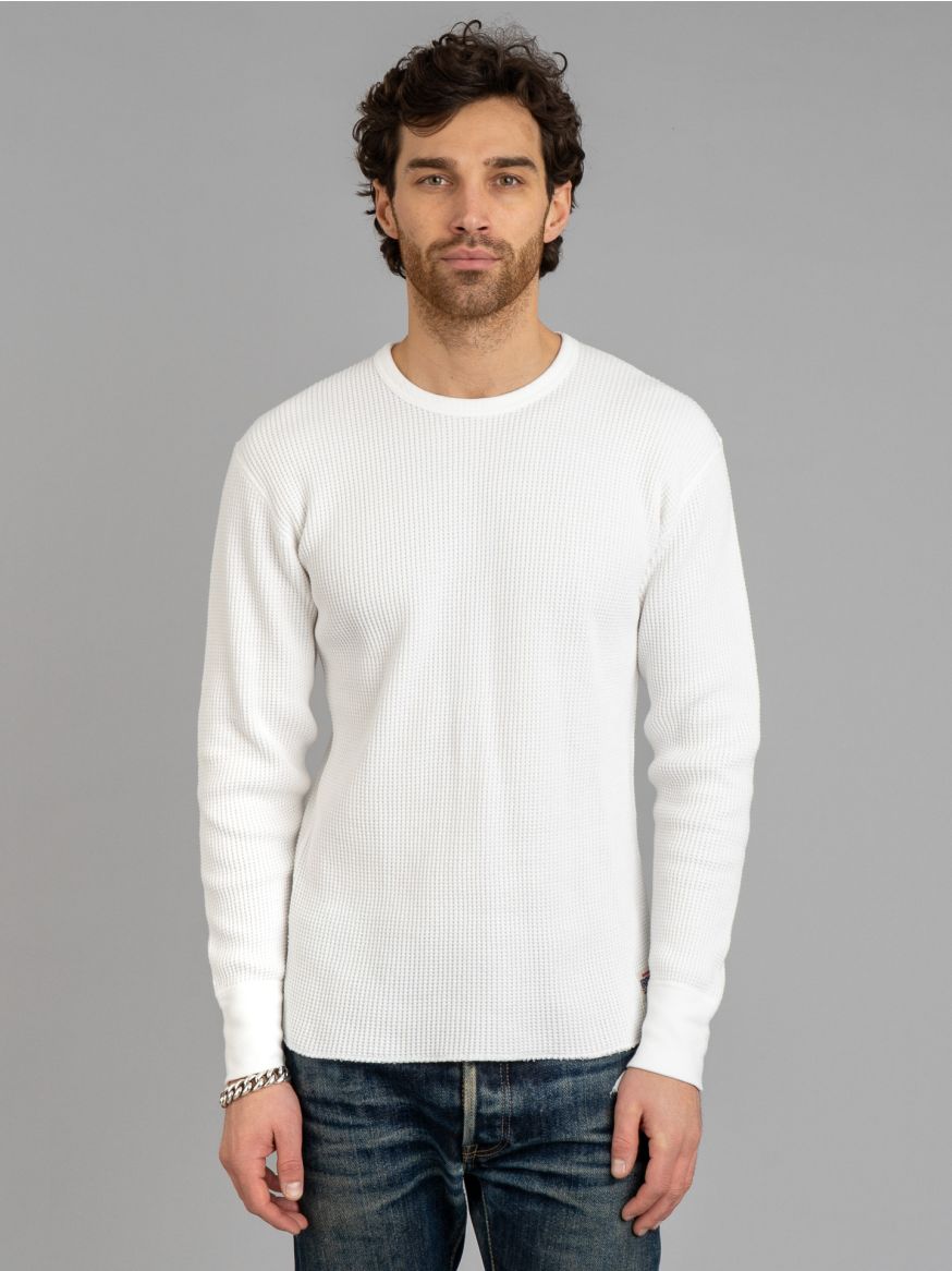 Iron Heart Long Sleeved Thermal Crew Neck Top - White