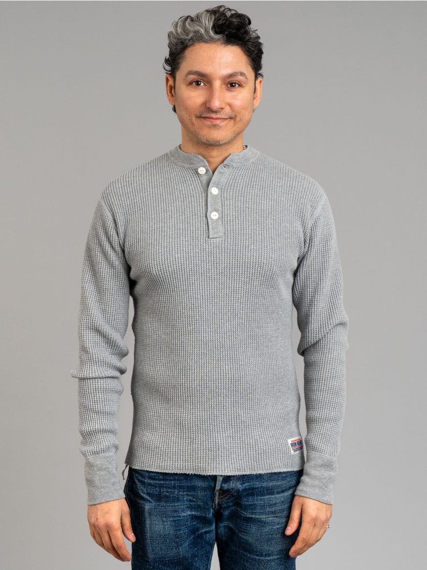 Iron Heart Long Sleeved Thermal Henley - Grey