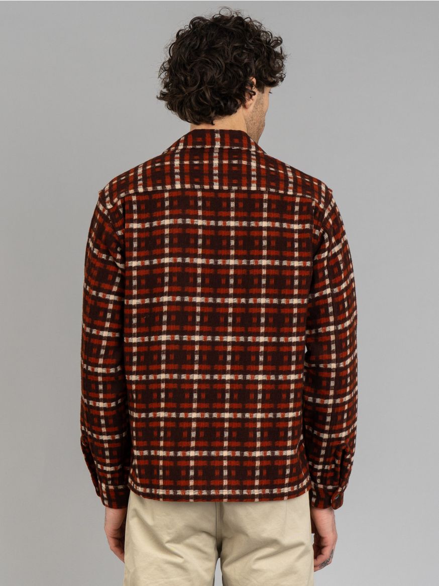 The Real McCoy's Wool Stripe Open Collar Shirt - Brown/Orange