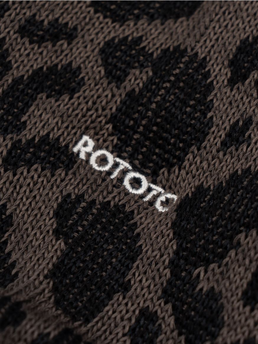 Rototo Leopard Mini Crew Socks - Charcoal