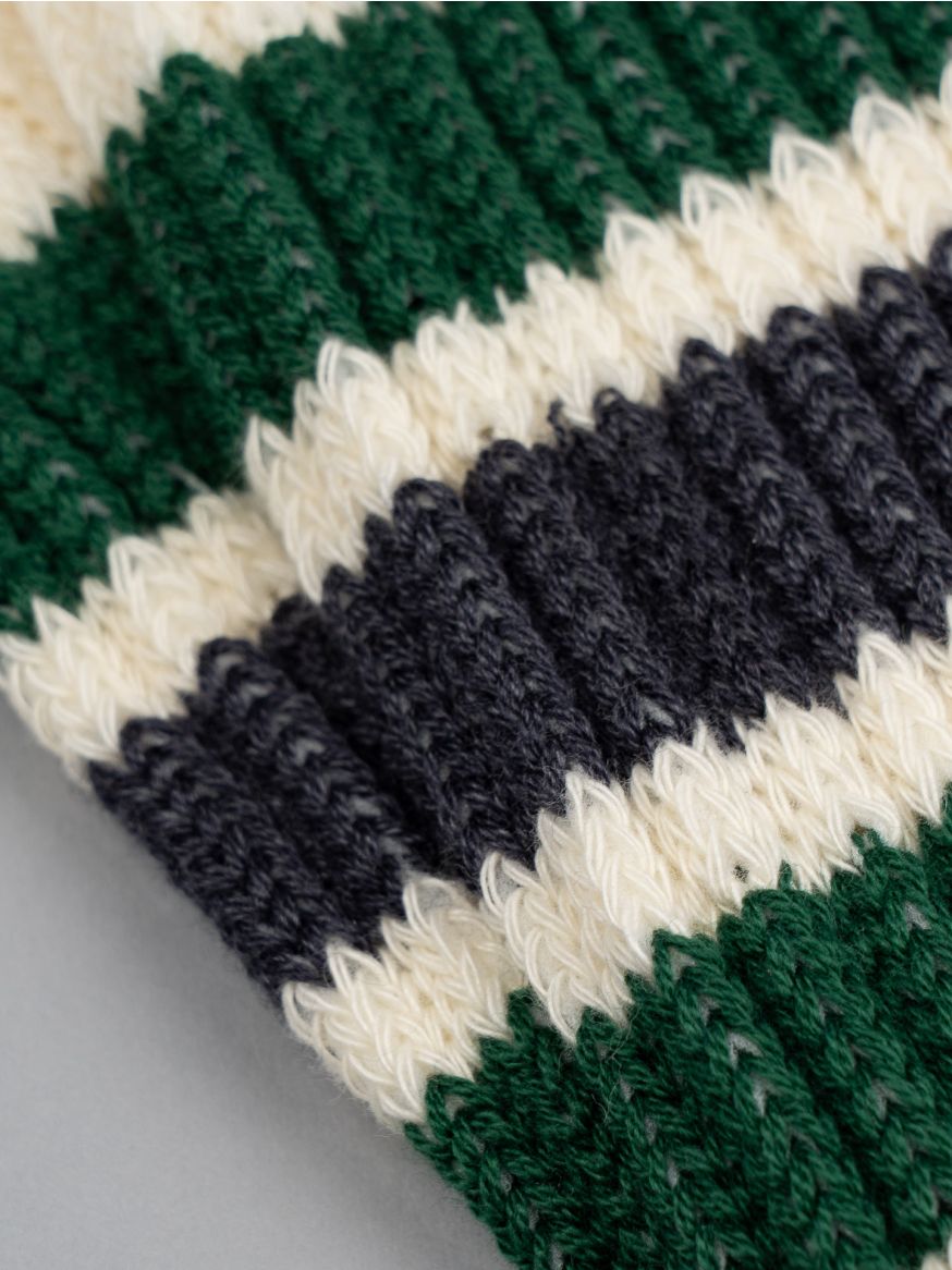 Rototo Coarse Ribbed Oldschool Socks - Green & Charcoal