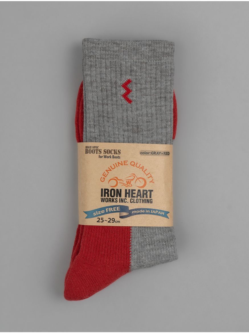 Iron Heart Work Boot Socks - Grey/Red