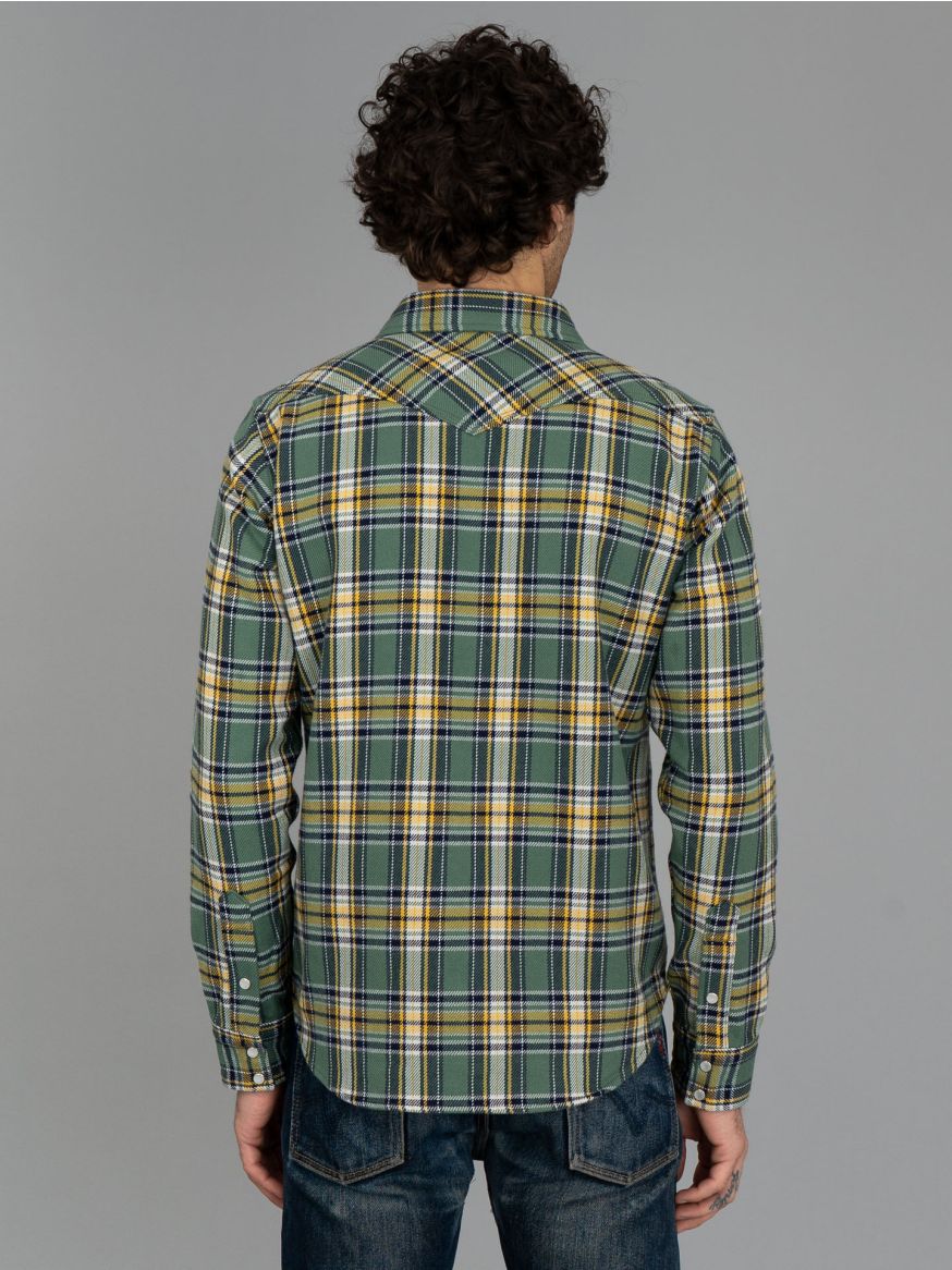 Iron Heart IHSH-337 Ultra Heavy Western Flannel - Green Tartan Check