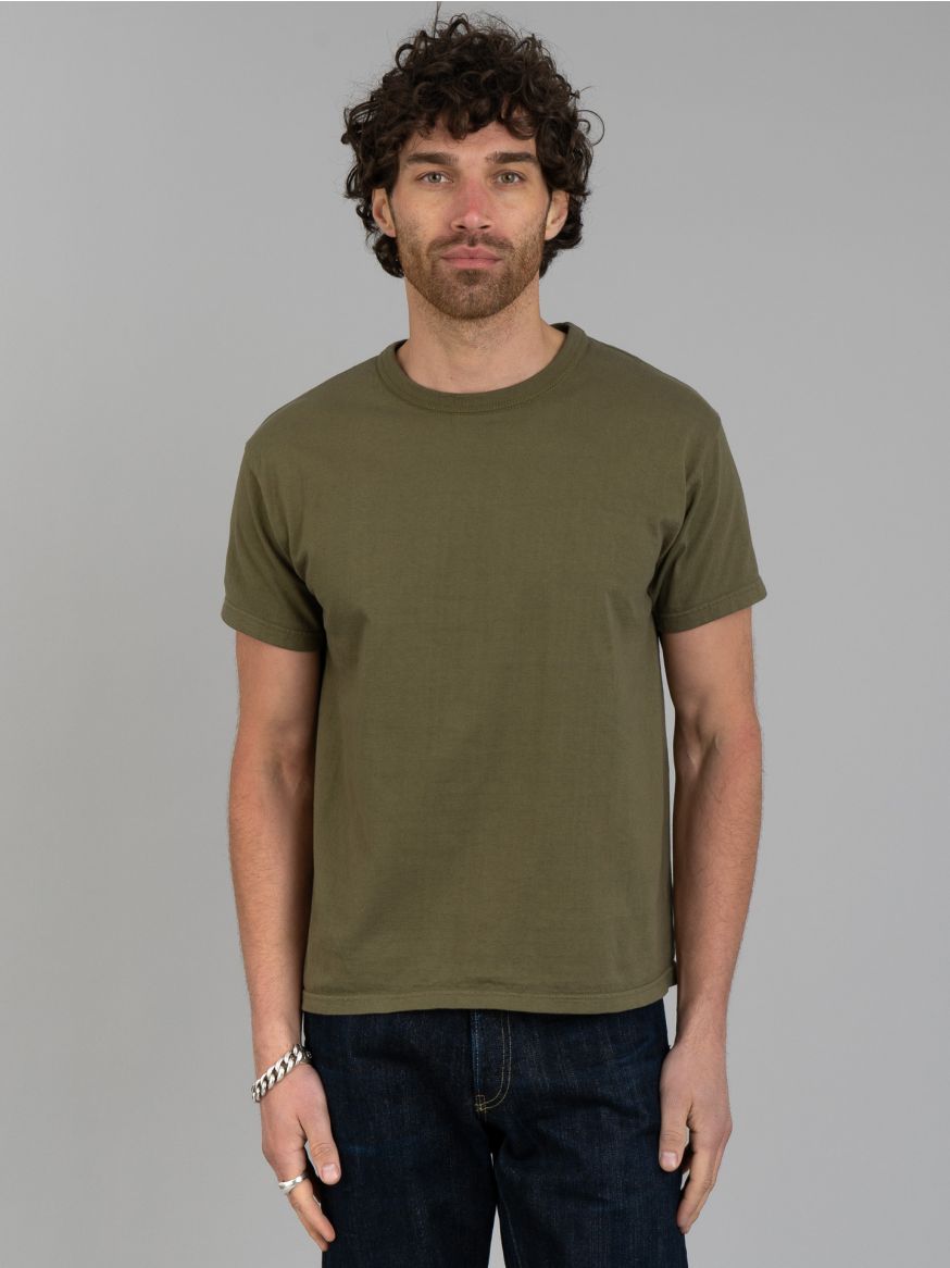 The Flat Head Plain Heavyweight T Shirt - Olive