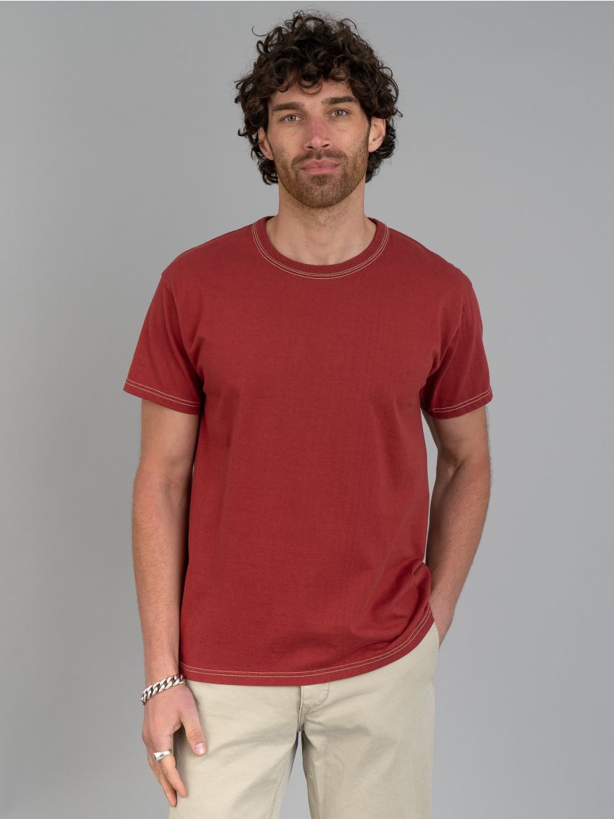 The Flat Head Plain Heavyweight T Shirt - Light Red