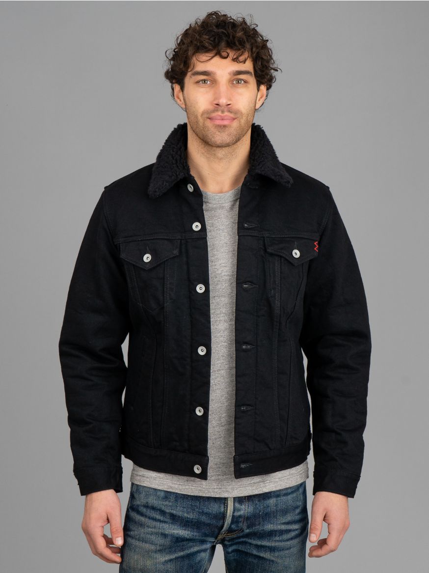 Iron Heart 14oz Selvedge Denim Fleece Lined Modified Type III Jacket - Black