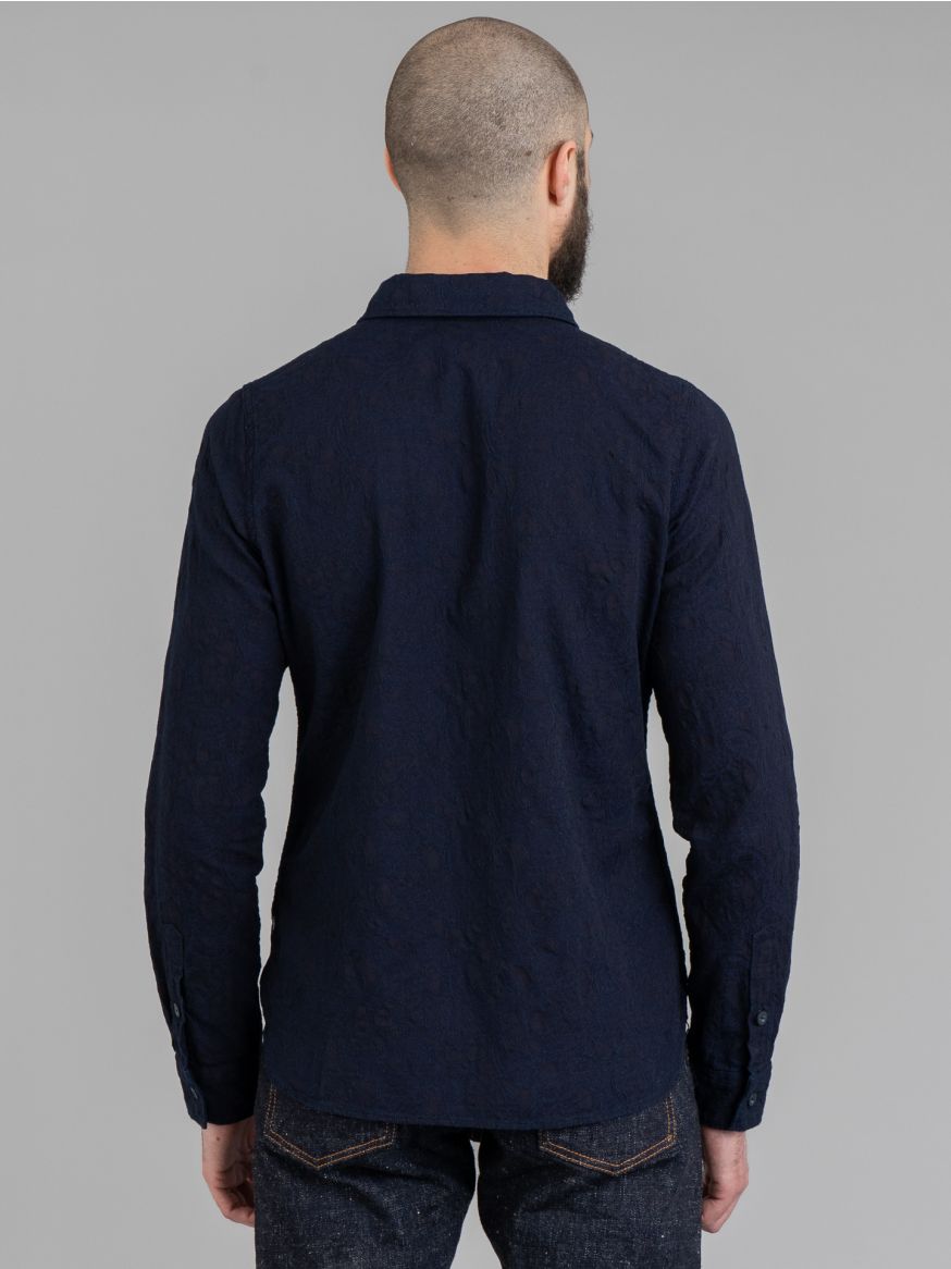 Pure Blue Japan L/S Jacquard Paisley Shirt - Indigo