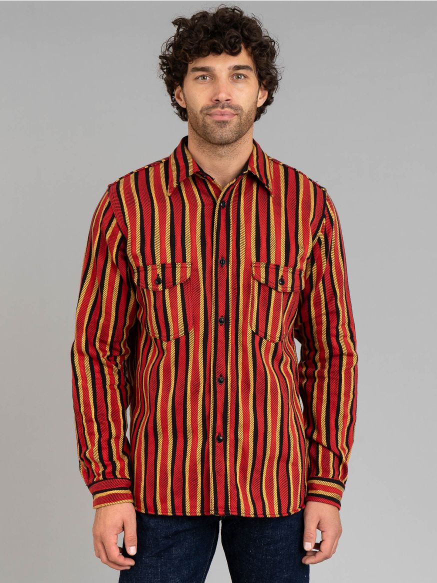 Samurai Drunk Stripe Flannel Shirt - Red