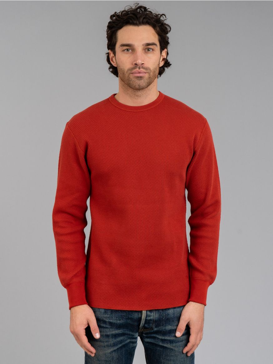 The Real McCoy's Honeycomb Thermal Sweater - Brick Red