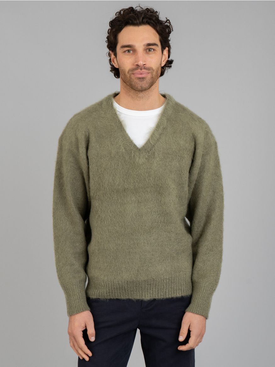 The Real McCoy's JM Mohair V-Neck Sweater - Mint