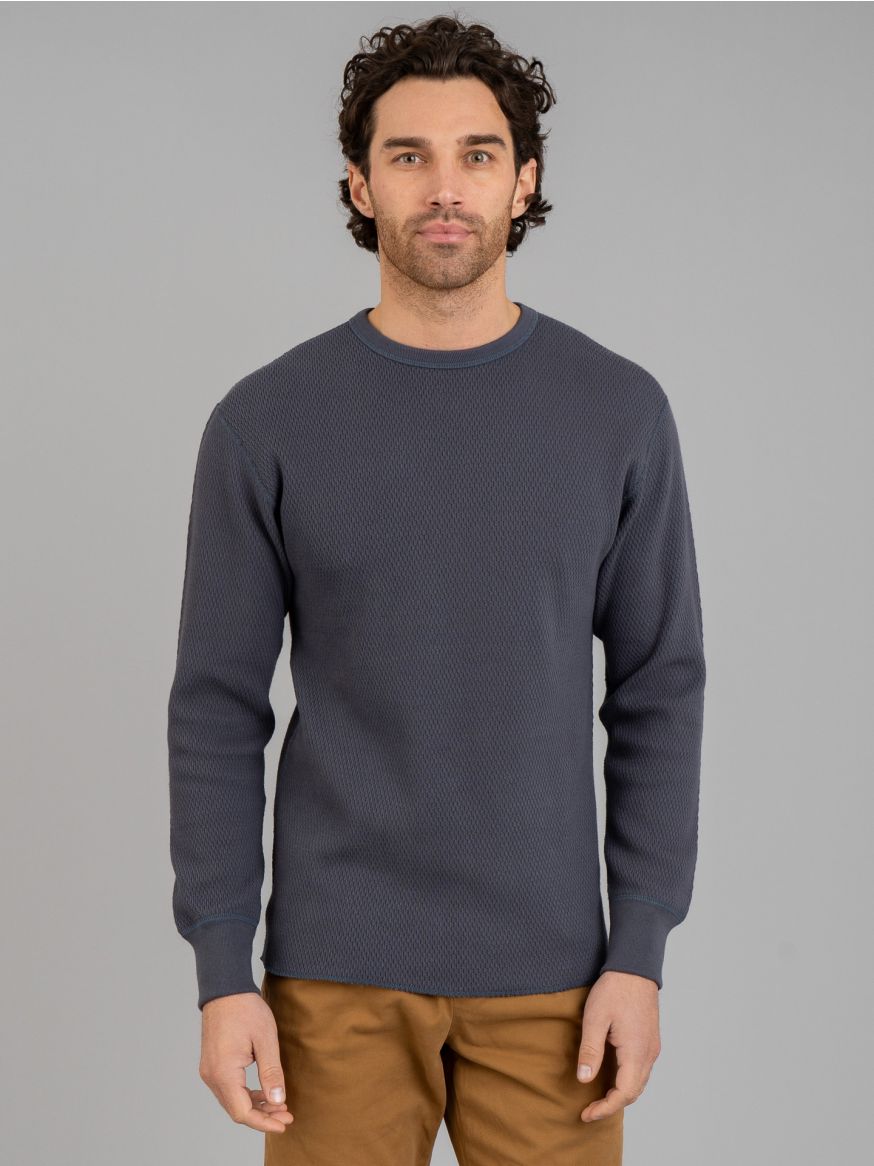 The Real McCoy's Honeycomb Thermal Sweater - Ink Blue
