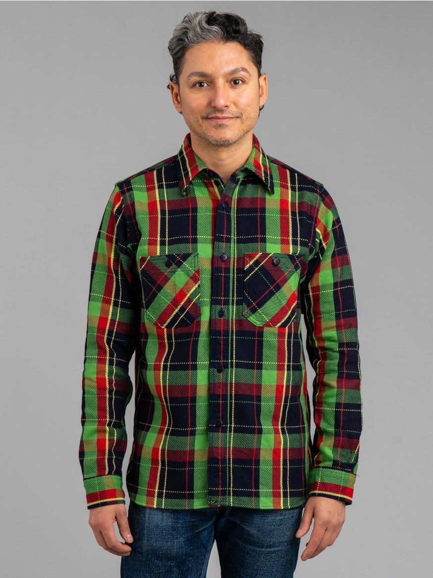 Samurai Indigo Rope Dyed Flannel Shirt - Green