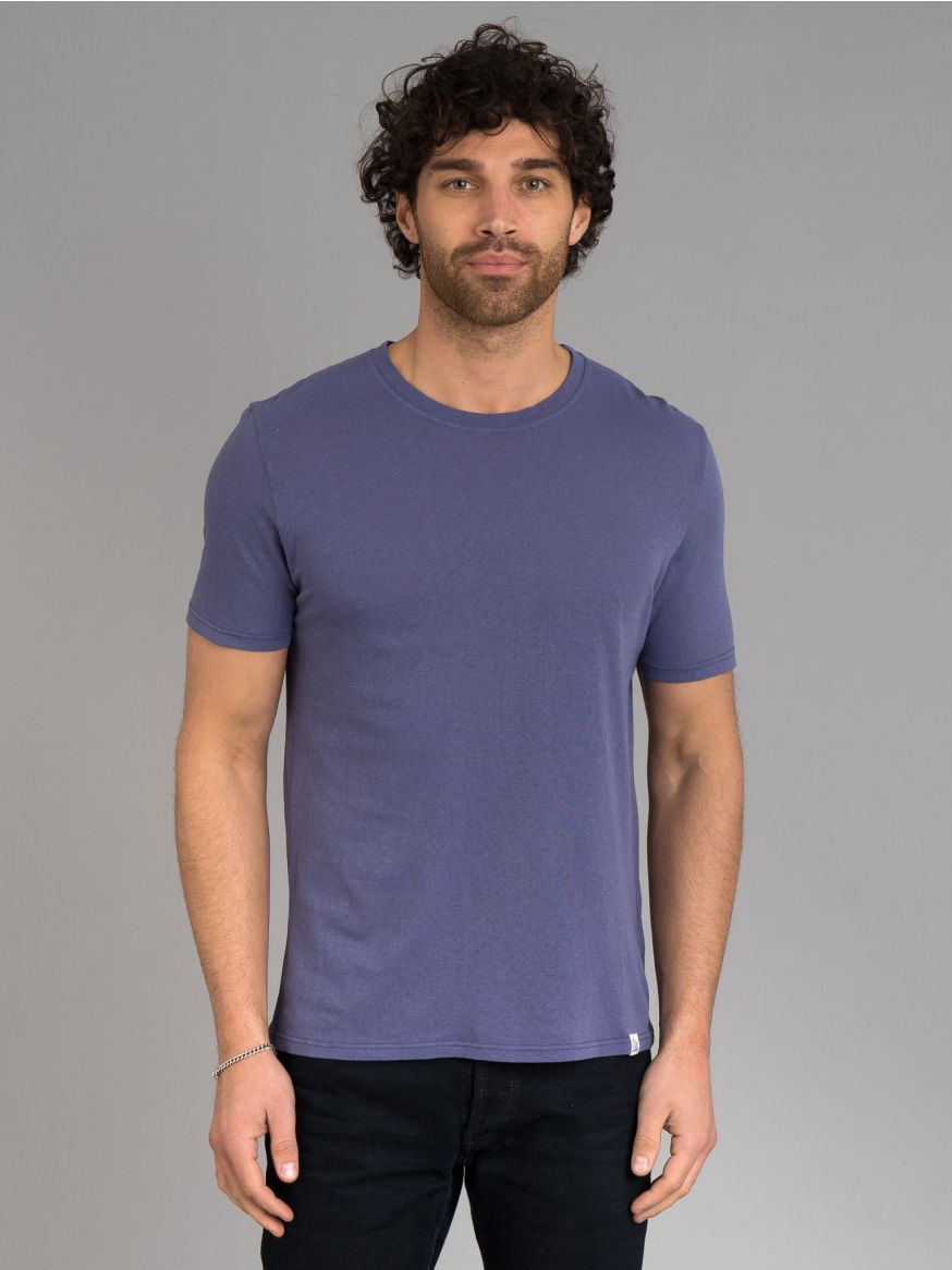 Merz b. Schwanen Lightweight Washed T Shirt - Purple Blue