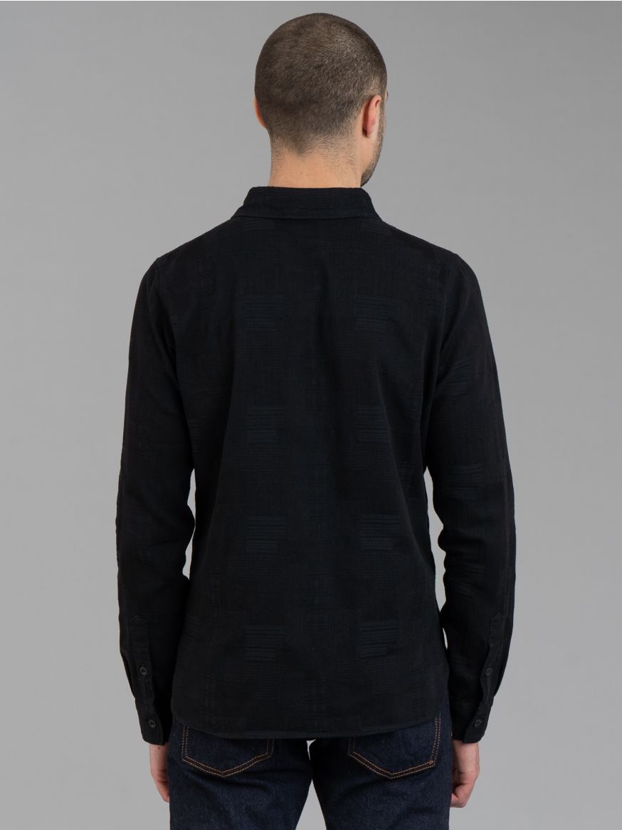 Pure Blue Japan Jacquard Patchwork Shirt - Double Black