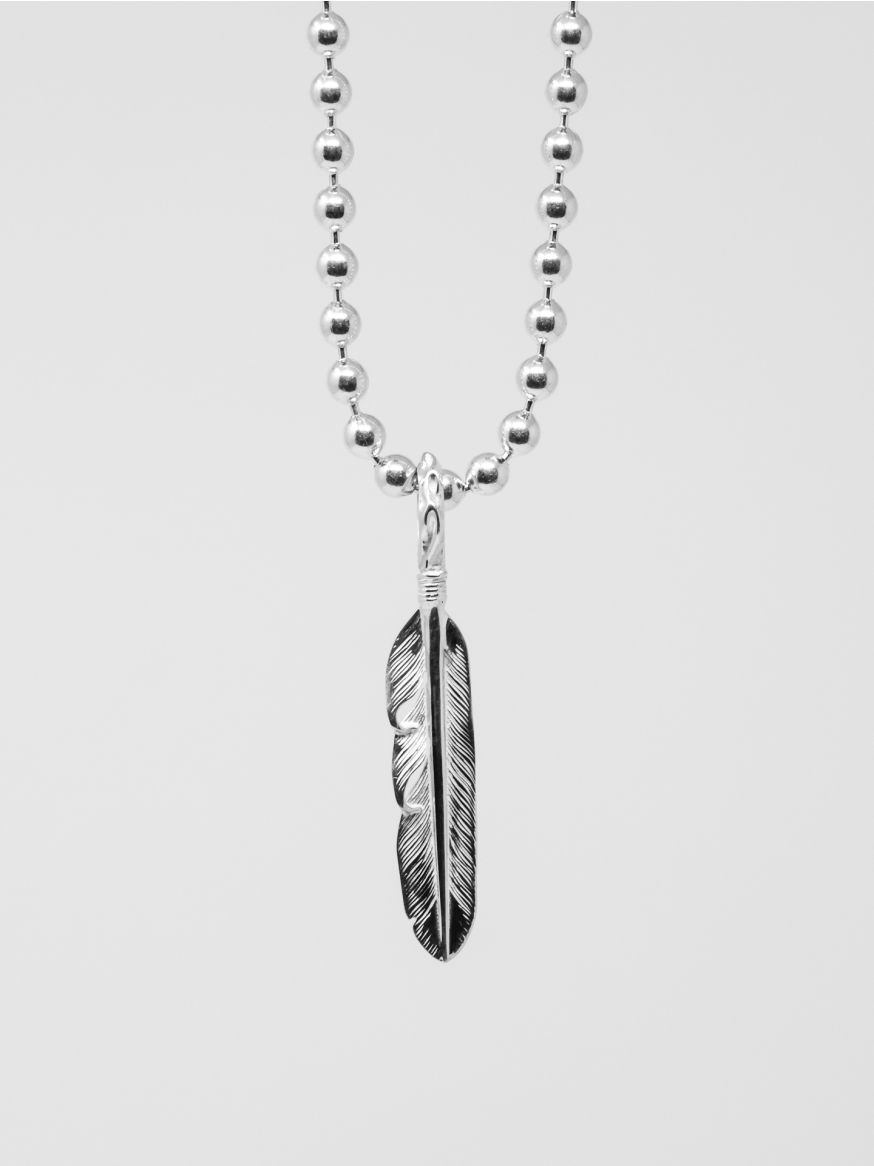 The Flat Head Sterling Silver Feather Pendant  - 50mm