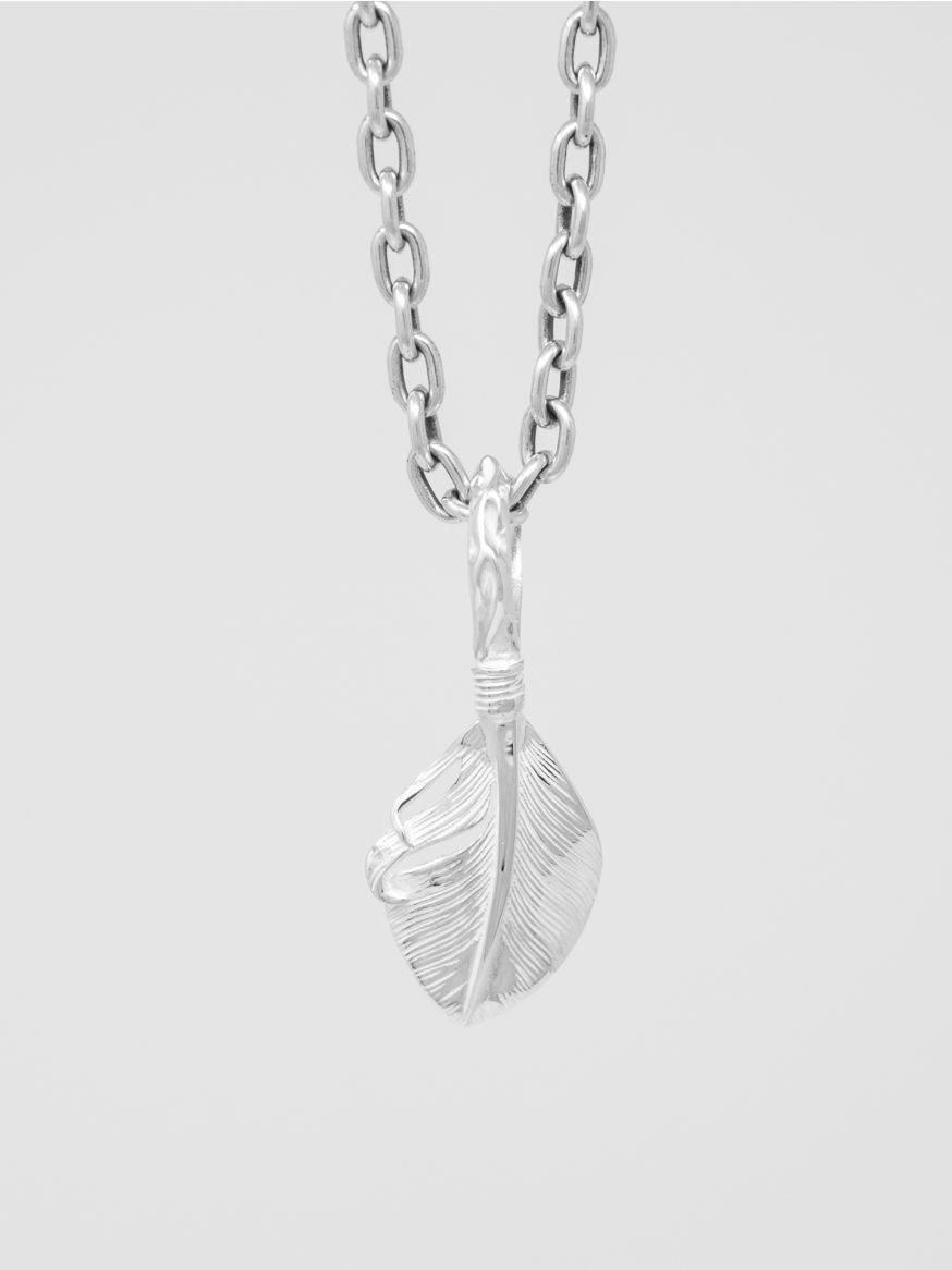 The Flat Head Sterling Silver Feather Pendant  - 35mm