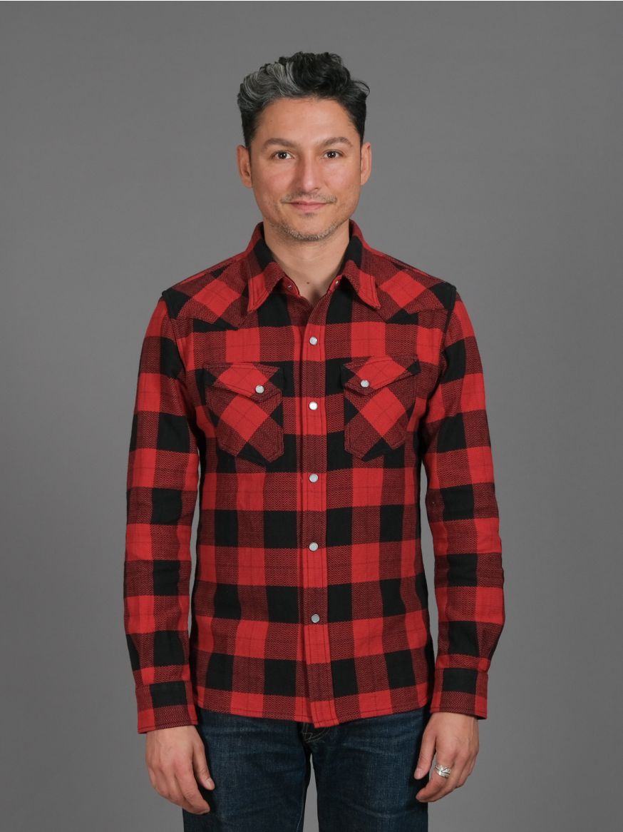 The Flat Head Block Check Western Flannel - Red/Black