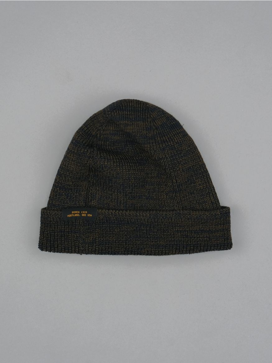 Dehen Wool Knit Watch Cap - Loden/Dark Navy