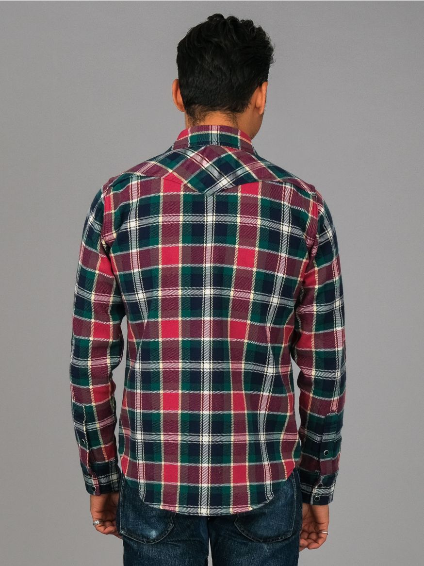 Iron Heart IHSH-336 Ultra Heavy Western Flannel - Navy Crazy Check
