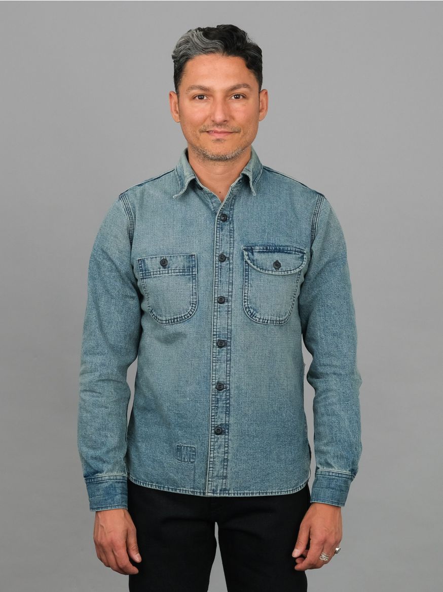 Rogue Territory Washed Out Indigo Selvedge Canvas Work Shirt