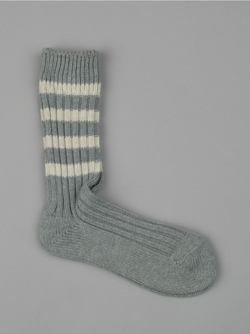 Decka Heavyweight Striped Sock - Grey & Ivory