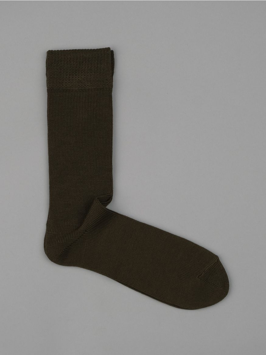 Decka Plain Mercerised Socks - Olive