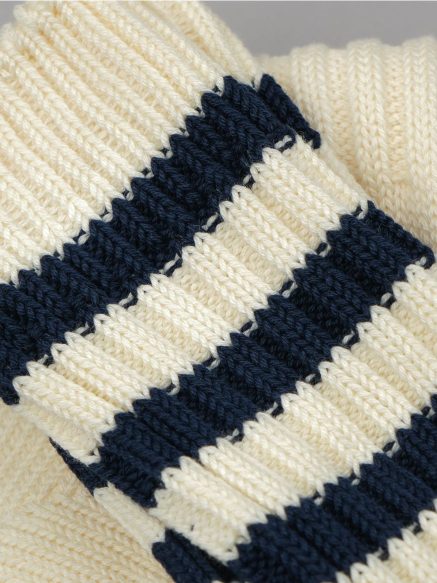Decka Heavyweight Striped Sock - Ivory & Navy