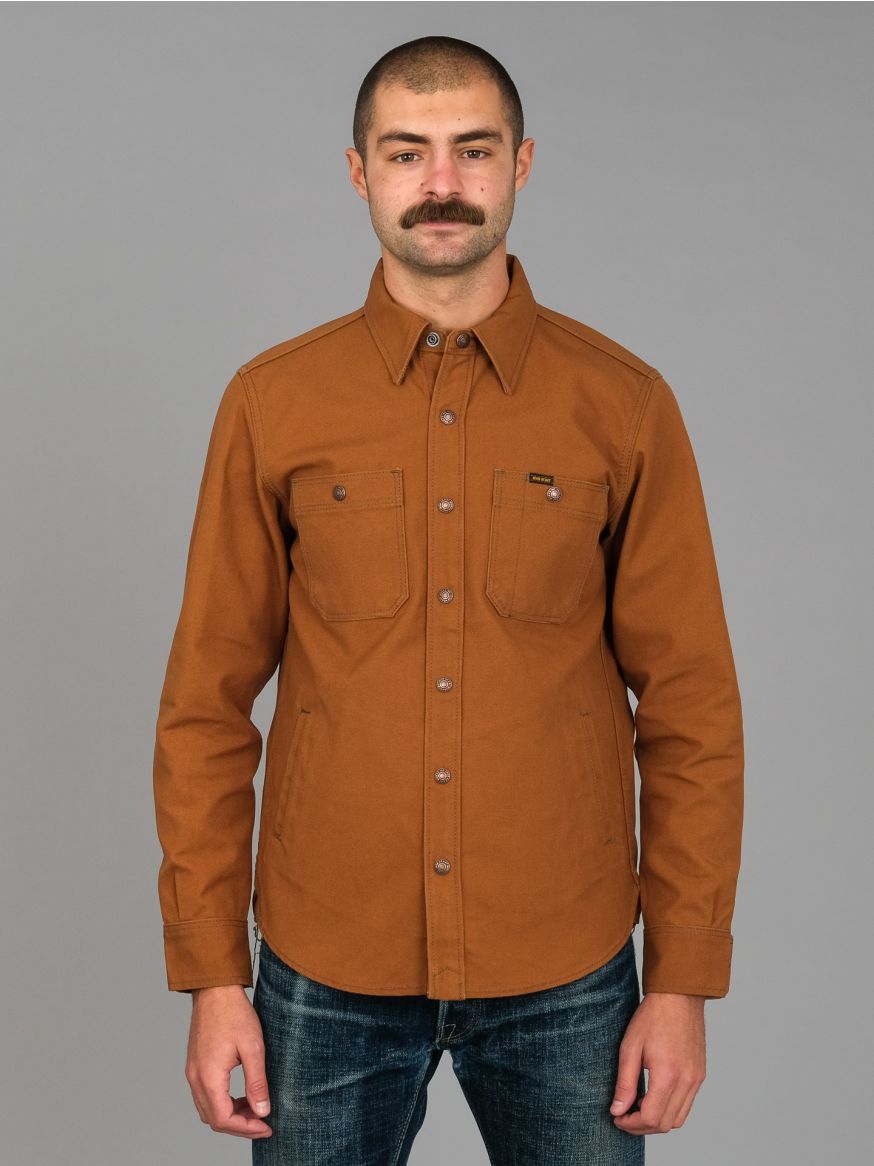 Iron Heart 17oz Cotton Duck Work Shirt CPO "The UnTucked" - Brown