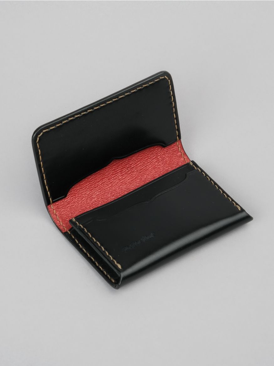 The Flat Head Handsewn Small Cordovan Card Case - Black