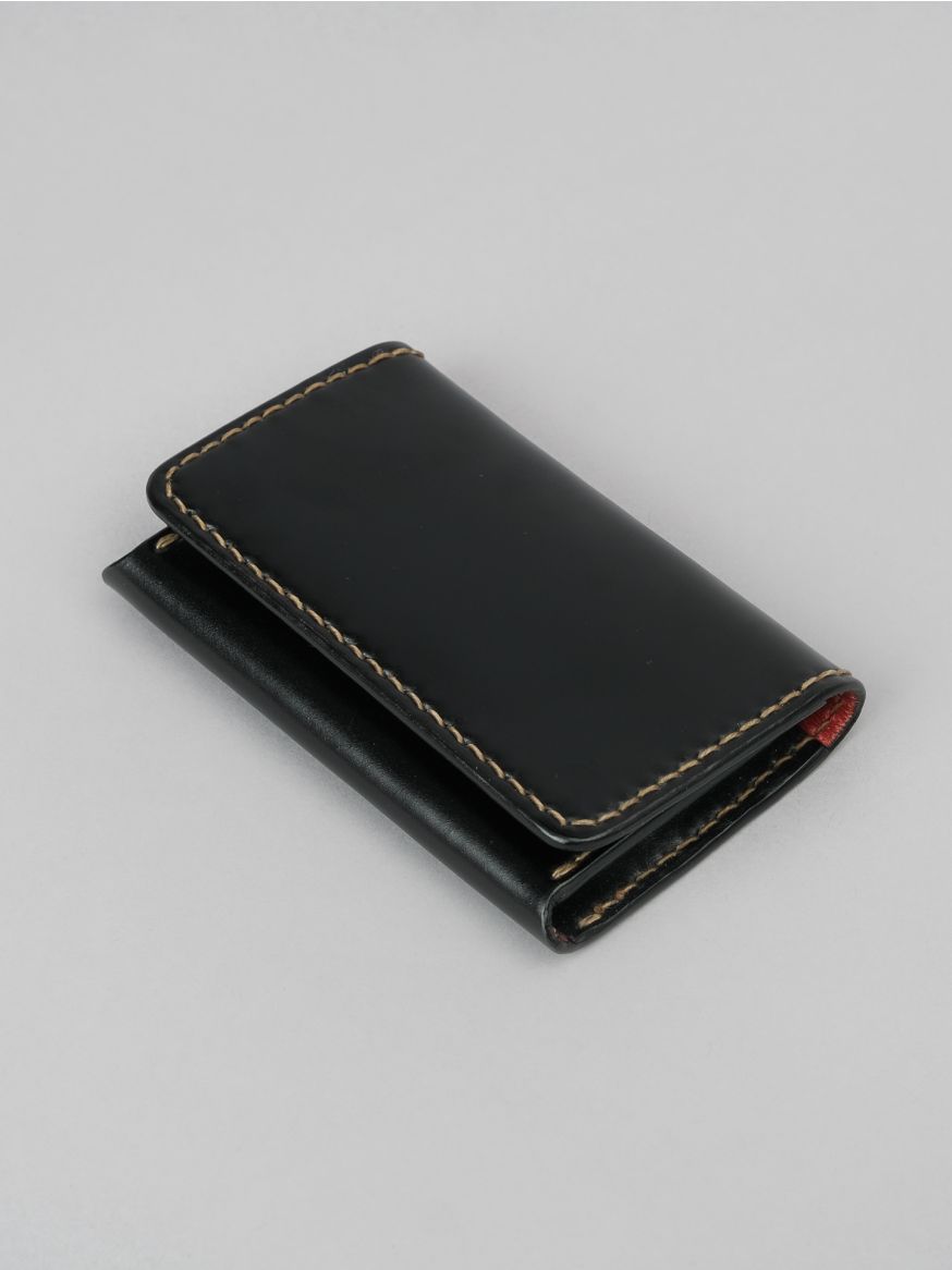 The Flat Head Handsewn Small Cordovan Card Case - Black