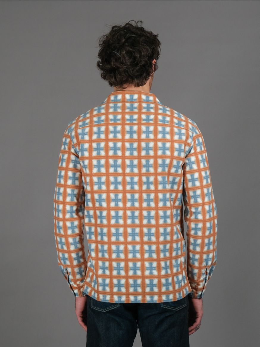 The Flat Head Print Flannel Shirt - Orange/Blue