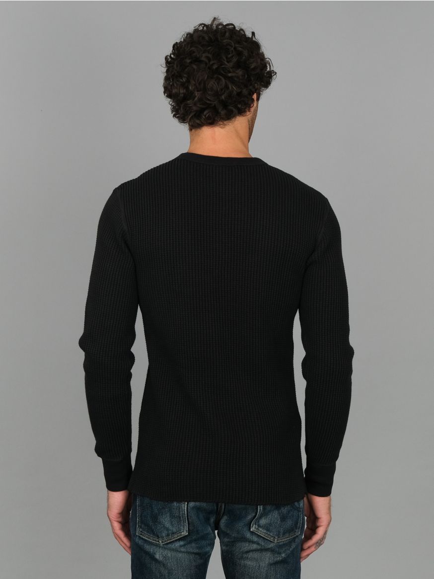 UES Thermal Waffle Long Sleeve T-Shirt - Black