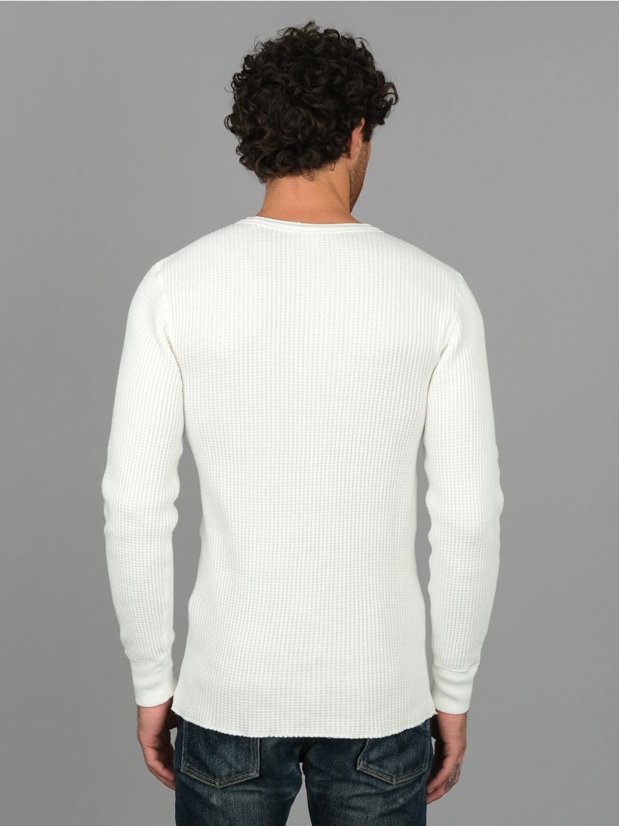 UES Thermal Waffle Long Sleeve Henley - White