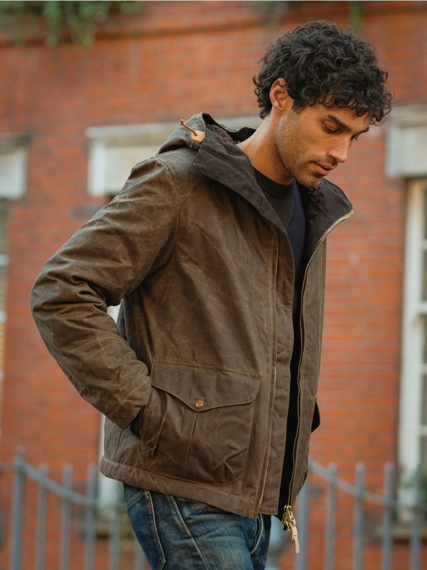 Manifattura Ceccarelli Fleece Lined Blazer Coat - Waxed Dark Tan